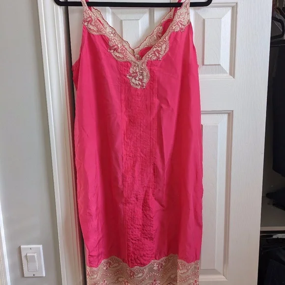 express pink slip dress Satin Floral Cowl Neck Strappy Back Midi Slip Dress